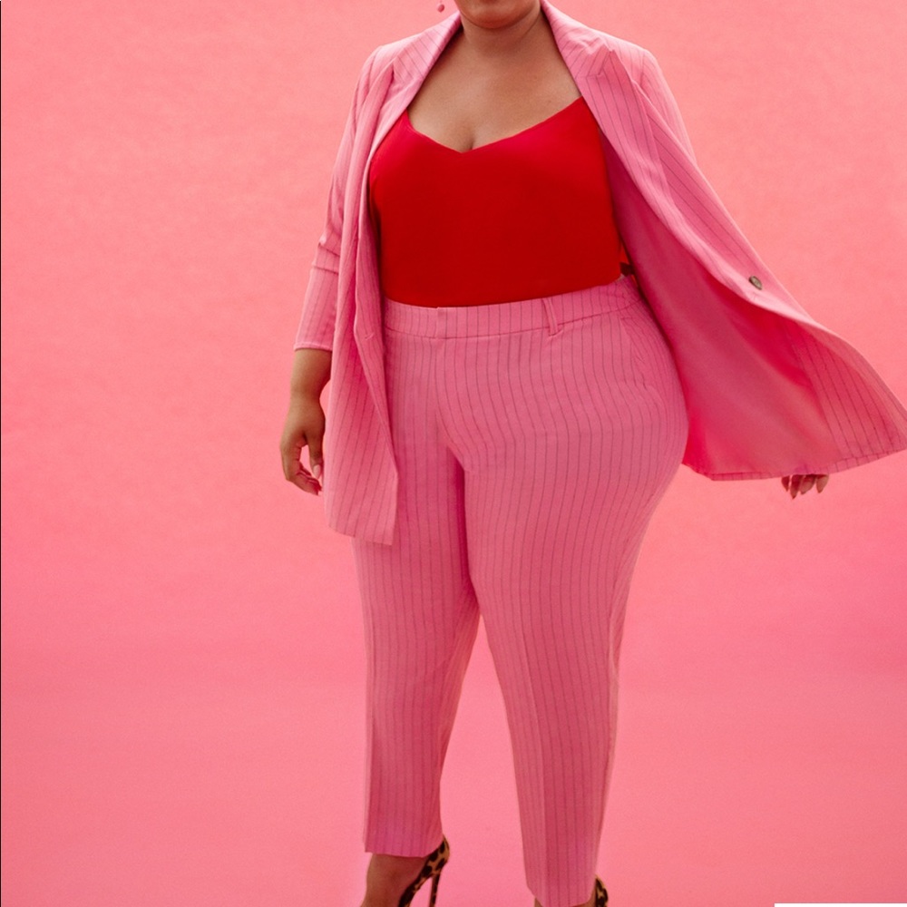 Eloquii pink pinstripe suit jacket and pants size 16 NEW!